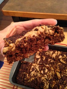 Chocolate Peanut Butter Swirl Pumpkin Protein Brownies